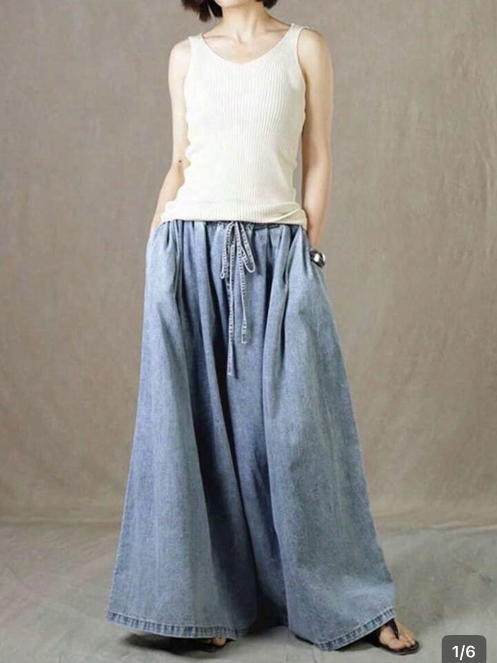 Casual Wide-Leg Denim Jeans - Light Blue